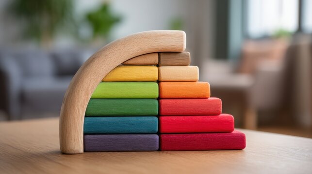 Stack of wooden blocks symbolizing environmental risk assessment matrix for evaluating potential risks and impacts