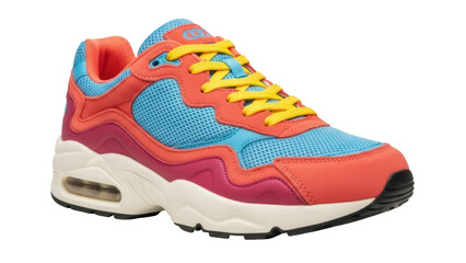 Vibrant running shoe PNG isolated on transparent background, colorful sneaker for athletic and casual wear