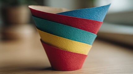 Colorful paper cone filled with various colors representing ethical investment funnel concepts in financial planning