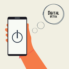 Digital Detox Concept with Smartphone Power Off Icon, for web, apps, presentations, posters, and social media. Vector illustration.