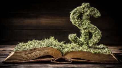 Dollar sign formed from book illustrating financial literacy growth and the importance of education in economics