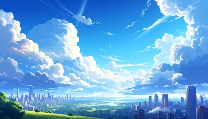 空と街並みとビル