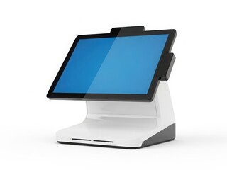 Modern touchscreen pos system isolated on white background