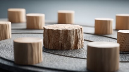 Rustic wooden object displayed on a table as part of a macro investment roadmap icon concept for structuring plans