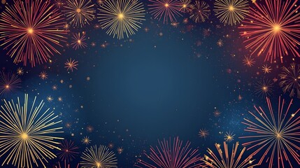 Naklejka premium New year background with copy space and fireworks