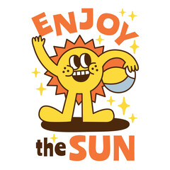 A summer holiday cartoon character with funny quote : 