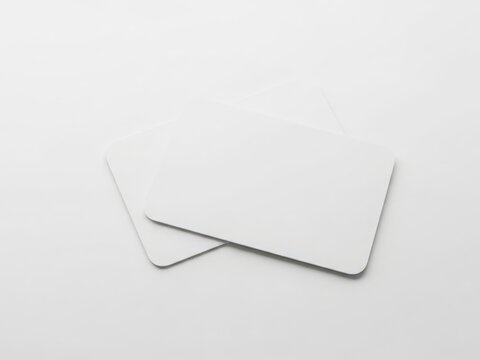 Two blank white cards with rounded corners isolated on white background
