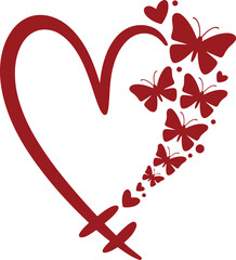 Stunning red heart with butterflies emerging