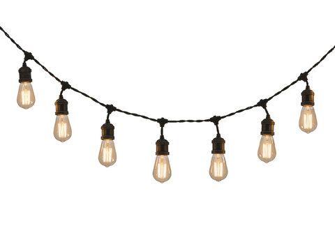 A Single Strand of Nostalgia: Vintage Edison Bulbs Casting Warmth Against a Blank Canvas