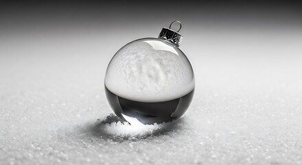 Snowy Christmas ornament on frosty surface