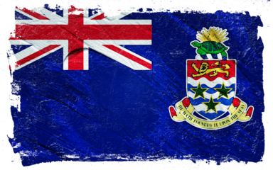 Distressed flag of the Cayman Islands featuring a Union Jack and the islands' coat of arms with texture to evoke a sense of history and weathered resilience.