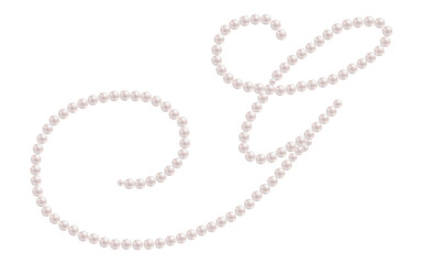 White Pearls Alphabet Letter G Luxury Text Design Vector Illustration.