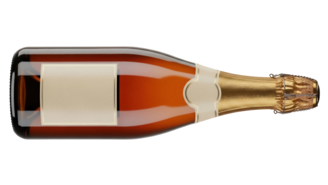 Elegant amber champagne bottle isolated PNG, sparkling wine for celebrations and special occasions on transparent background - Powered by Adobe