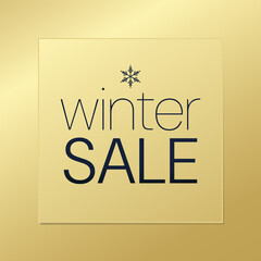 Winter Sale golden background. Vector gold gradient with snowflakes, illustration for business, shopping, advertising, web design, marketing, retail, shop, discount