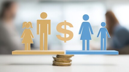 Family balanced body budget matrix icon concept featuring a family representation with a 22 chart for financial goals