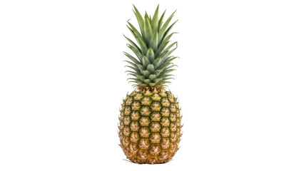 Fototapeta premium Fresh pineapple PNG isolated on transparent background, tropical fruit with green crown for healthy eating and summer designs