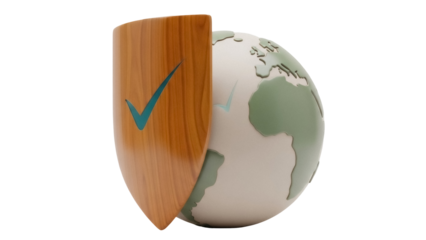 World globe with shield PNG isolated on transparent background, global protection and security concept for digital safety