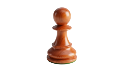 Wooden chess pawn isolated PNG on transparent background, classic game piece for strategy and board game design