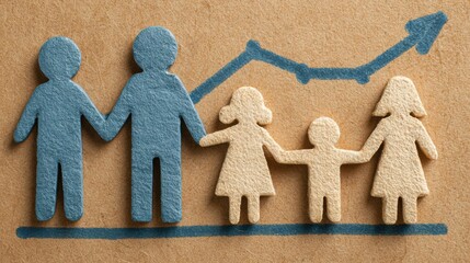 Family lifestyle inflation impact chart icon concept line graph showing effects of inflation on family financial stability