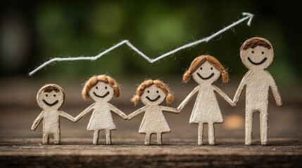 Family lifestyle inflation impact chart icon concept featuring line graph illustrating financial changes over time