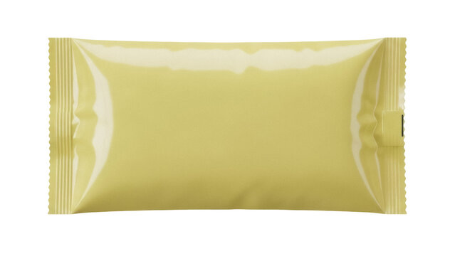 Yellow snack bar wrapper PNG isolated on transparent background, blank packaging mockup for food product presentation
