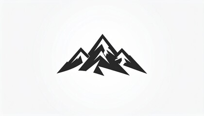A striking minimalist graphic design of a majestic mountain range, featuring sharp peaks and rugged contours that evoke a sense of adventure, exploration, and the awe-inspiring power of nature