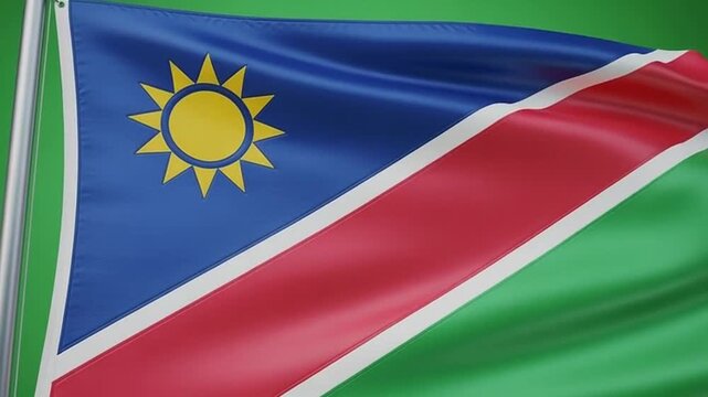 Namibia flag waving on green screen background