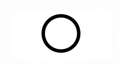 Minimalist black circle outline on white background, a simple geometric ring element perfect for modern design projects, abstract concepts, or a basic round frame icon