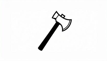 Simple illustration of an axe on a white background, a tool for chopping wood, symbolizing work and labor