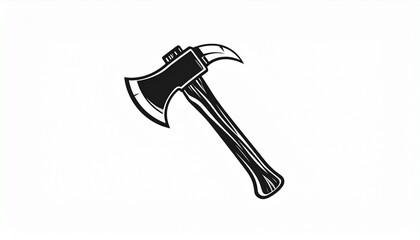 Classic Retro Fire Axe with a Sharp Blade and Wooden Handle on White Background, Ideal for Emergency Services and Vintage Enthusiasts