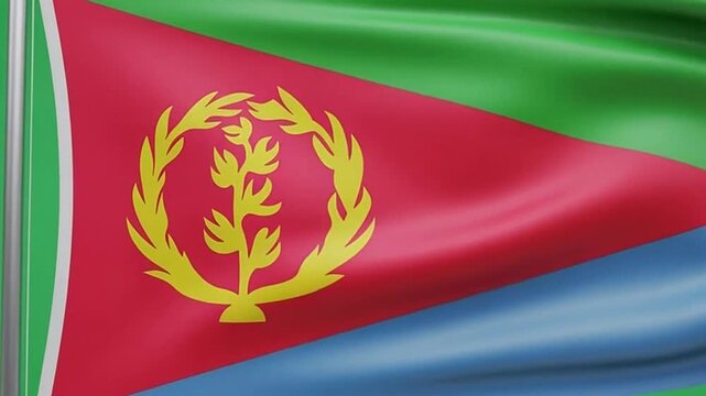 Eritrean flag waving on green background symbolizing national pride