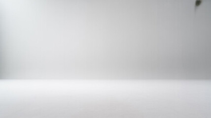 Empty white room with clean white wall and floor, minimal interior background with subtle metallic texture