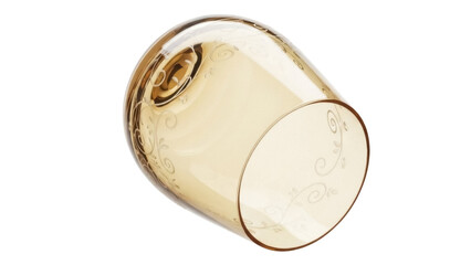 Elegant amber glass shade with floral pattern isolated PNG, vintage lighting fixture component for interior design and restoration projects