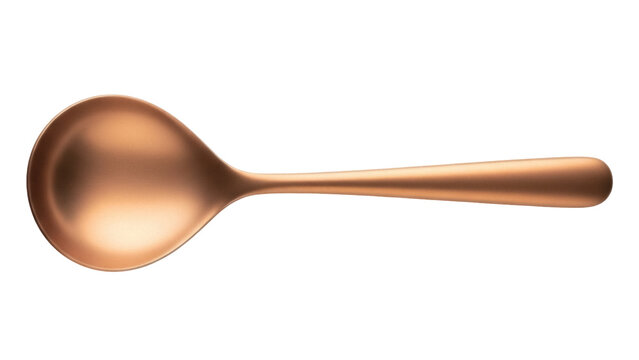 Elegant copper soup spoon isolated PNG on transparent background, modern serving utensil for kitchen and dining