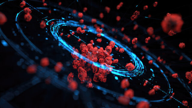 Coronavirus Concept with Particles - Powered by Adobe