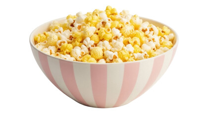 Bowl of popcorn PNG isolated on transparent background, classic movie snack for entertainment and party food