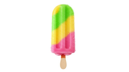 Colorful striped popsicle isolated PNG on transparent background, refreshing summer treat with...