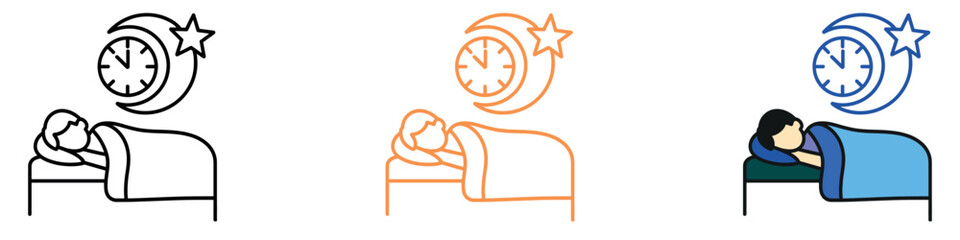 Promoting healthy sleep habits with an icon of a person sleeping peacefully in bed