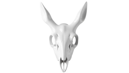 Elegant white deer skull isolated PNG, animal cranium with antlers on transparent background for...