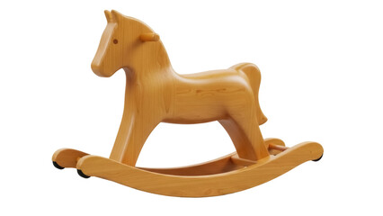 Wooden rocking horse toy isolated PNG, classic childhood plaything for nursery decor and...