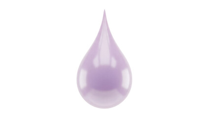 Shiny light purple water drop PNG isolated on transparent background, liquid droplet for design and...