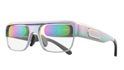 Futuristic augmented reality glasses PNG isolated on transparent background, innovative wearable...