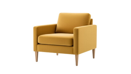 Modern mustard yellow armchair isolated PNG, stylish single seat sofa on transparent background for...