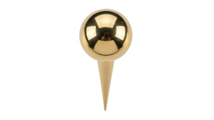 Shiny gold push pin isolated PNG on transparent background, office supply for bulletin boards and...