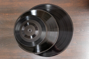 Vinyl records of different sizes