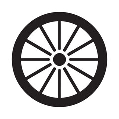 Fototapeta premium Simple black and white illustration of a circular wheel with spokes