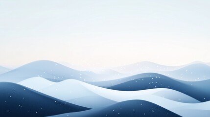 Abstract landscape featuring soft blue and white rolling waves or gentle hills with subtle sparkling elements under a clear gradient sky.