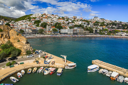 Scenic summer landscape of Ulcinj resort in Montenegro, Europe	