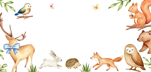Woodland Animals Watercolor Nursery Decorative Frame