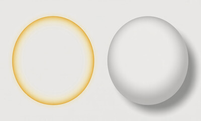 Two Spheres One Glowing Yellow Orange and the Other White with Shadow ball circle